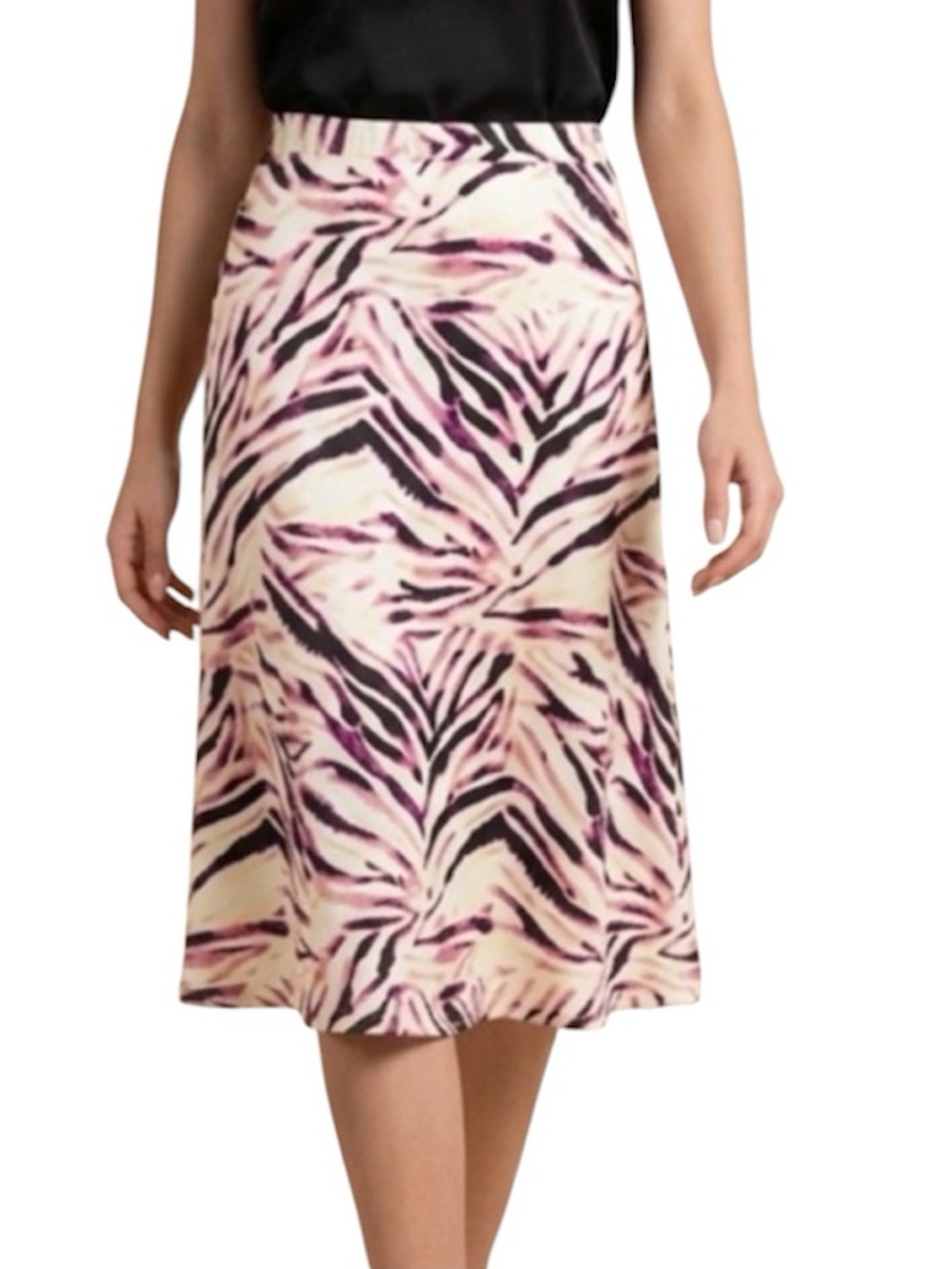 Kendall & Kylie Midi Skirt A-Line Pink Zebra Print Lined Women’s Size Large